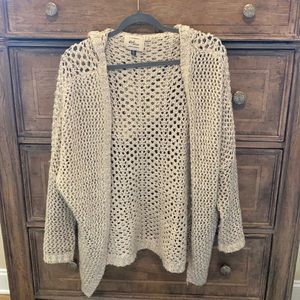 Knit hooded cardigan